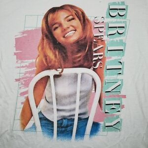 Britney Spears White Short Sleeve Graphic Tee Size Medium